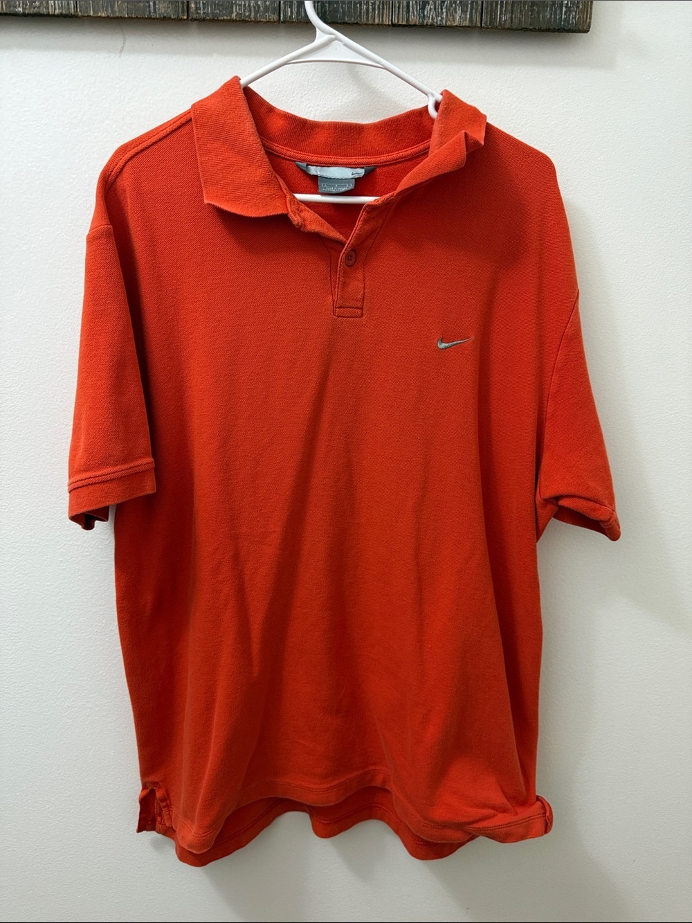 Nike Men's Orange Polo with Silver Swoosh